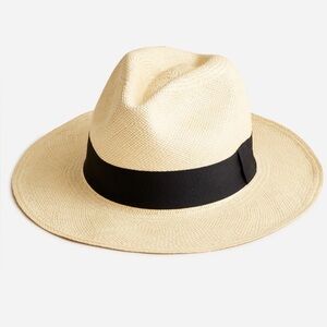 J. Crew Classic Straw Fedora in Natural with Adjustable Black Band